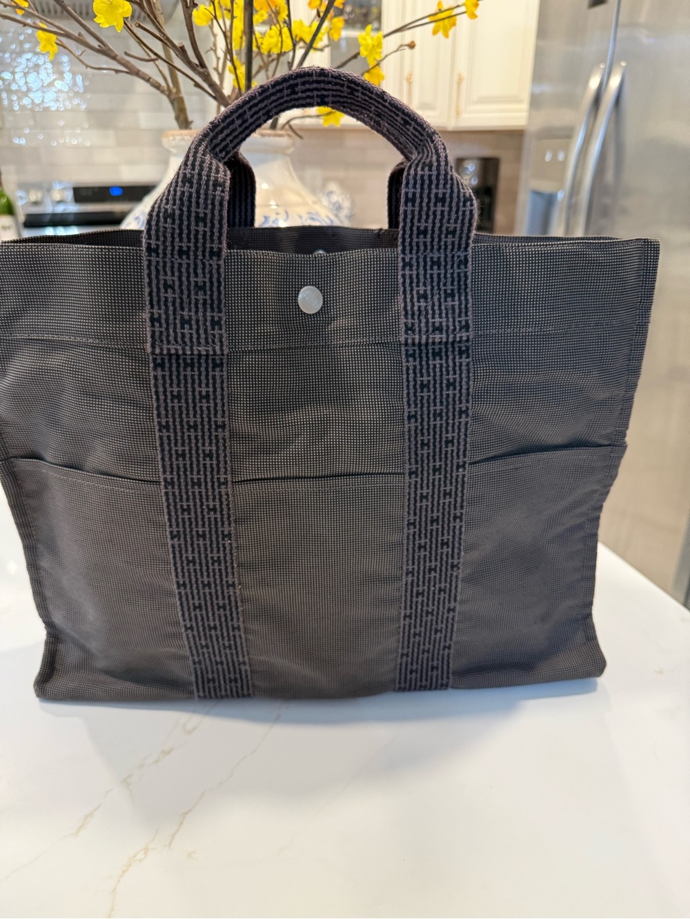 Hermès grey Canvas Tote Bag